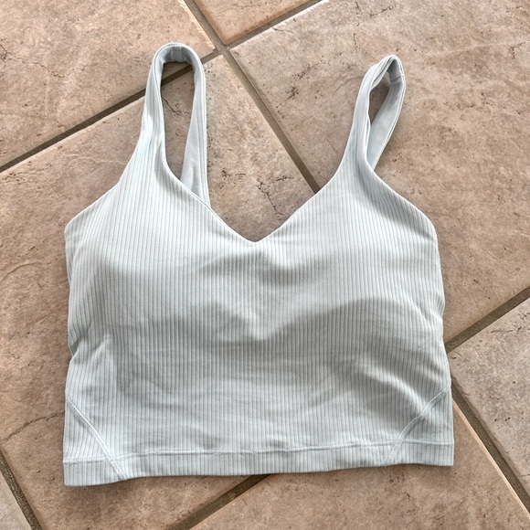 Light Blue Lululemon Ribbed Align Crop Tank Top Size 4 - Picture 1 of 4